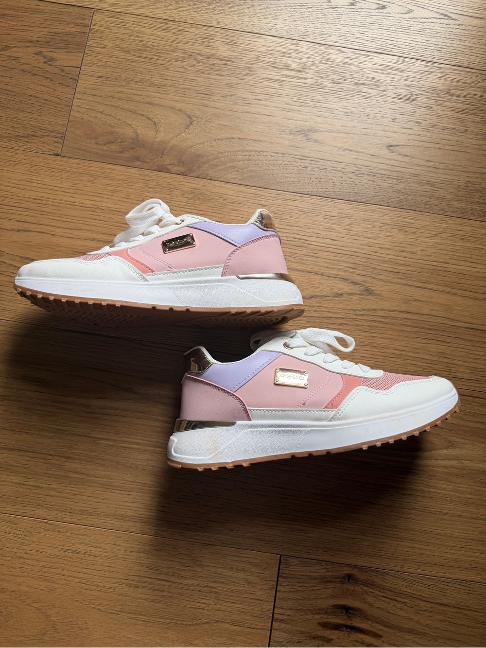 bebe Pink Lavender and White Athletic Sneakers like new 8.5
